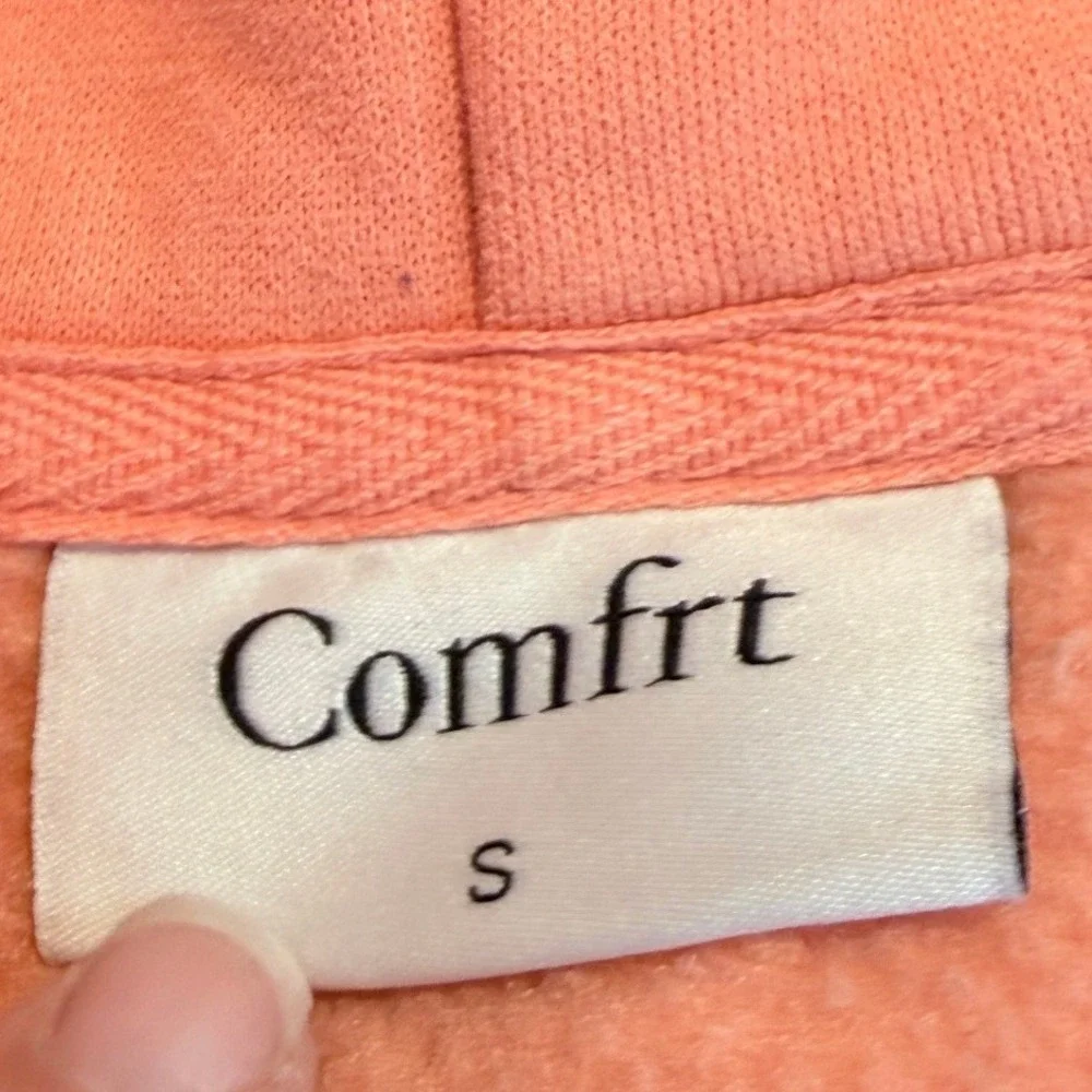 Comfrt Zip Up Hoodie Peach Coral Fleece Utility Pocket Cozy S